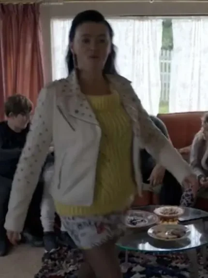 Carol Brassic Season 05 Tv Series 2023 Bronagh Gallagher White Studded Biker Jacket