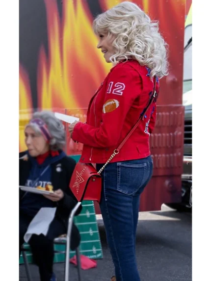 80 for Brady Jane Fonda Red Biker Leather Jacket