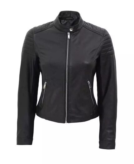 Carrie Black Leather Jacket for Women