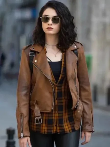 Zeynep Erman The Protector Brown Leather Biker Jacket