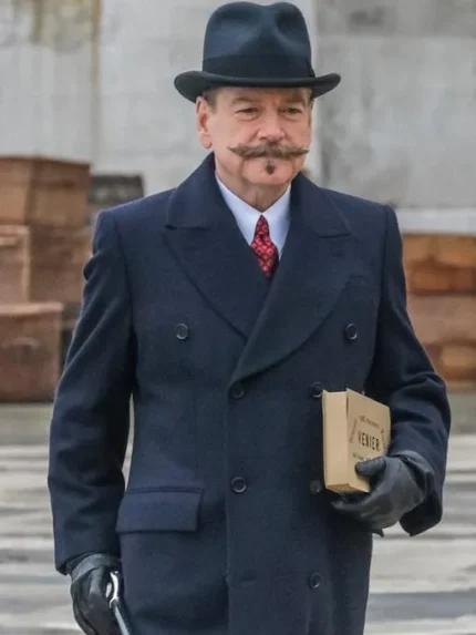 Hercule Poirot A Haunting In Venice (2023) Black Trench Wool Coat